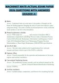 MACHINIST MATE ACTUAL EXAM PAPER&NewLine;2026 QUESTIONS WITH ANSWERS&NewLine;GRADED A&plus;