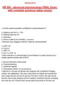 NR 565 Advanced Pharmacology Final Exam Test Bank with Complete Solutions and Practice Questions Study Guide for Graduate Nursing Pharmacology Exam Success