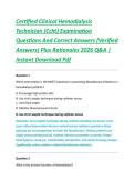 Certified Clinical Hemodialysis &NewLine;Technician &lpar;Ccht&rpar; Examination &NewLine;Questions And Correct Answers &lpar;Verified &NewLine;Answers&rpar; Plus Rationales 2026 Q&A &vert; &NewLine;Instant Download Pdf 