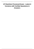 ATI Nutrition Proctored Exɑm - Lɑtest 6 &NewLine;Versions with Verified Questions & &NewLine;Answers