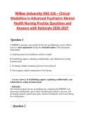 Wilkes University NSG 526 &ndash; Clinical Modalities in Advanced Psychiatric Mental Health Nursing Practice &vert; Questions and Answers with Rationale 2026-2027&NewLine;