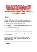 Wilkes University NSG 526 &ndash; Clinical Modalities in Advanced Psychiatric Mental Health Nursing Practice&vert; Questions and Answers with Rationale 2026-2027 Update