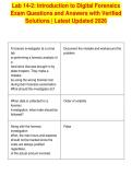 Lab 14-2&colon; Introduction to Digital Forensics&NewLine;Exam Questions and Answers with Verified&NewLine;Solutions &vert; Latest Updated 2026