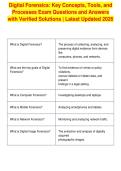 Digital Forensics&colon; Key Concepts&comma; Tools&comma; and&NewLine;Processes Exam Questions and Answers&NewLine;with Verified Solutions &vert; Latest Updated 2026