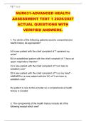 NUR631-ADVANCED HEALTH &NewLine;ASSESSMENT TEST 1 2026&sol;2027 &NewLine;ACTUAL QUESTIONS WITH &NewLine;VERIFIED ANSWERS&period;