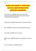 NURS 306 EXAM &num;1 2026&sol;2027 &NewLine;ACTUAL QUESTIONS WITH &NewLine;VERIFIED ANSWERS&period; 