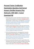 Personal Trainer Certification &NewLine;Examination Questions And Correct &NewLine;Answers &lpar;Verified Answers&rpar; Plus &NewLine;Rationales 2026 Q&A &vert; Instant &NewLine;Download Pdf 