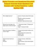 Digital Forensics and Questioned Document&NewLine;Analysis Overview Exam Questions and&NewLine;Answers with Verified Solutions &vert; Latest&NewLine;Updated 2026
