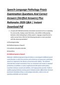 Speech-Language Pathology Praxis &NewLine;Examination Questions And Correct &NewLine;Answers &lpar;Verified Answers&rpar; Plus &NewLine;Rationales 2026 Q&A &vert; Instant &NewLine;Download Pdf 