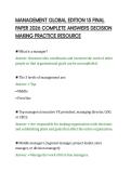 MANAGEMENT GLOBAL EDITION 15 FINAL&NewLine;PAPER 2026 COMPLETE ANSWERS DECISION&NewLine;MAKING PRACTICE RESOURCE