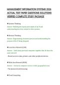 MANAGEMENT INFORMATION SYSTEMS 2026&NewLine;ACTUAL TEST PAPER QUESTIONS SOLUTIONS&NewLine;VERIFIED COMPLETE STUDY PACKAGE