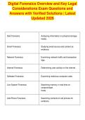 Digital Forensics Overview and Key Legal&NewLine;Considerations Exam Questions and&NewLine;Answers with Verified Solutions &vert; Latest&NewLine;Updated 2026