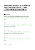 MANAGEMENT INFORMATION SYSTEMS 2026&NewLine;PRACTICE TEST SHEET FULL SOLUTIONS&NewLine;CORRECT ANSWERS PREPARATION SET