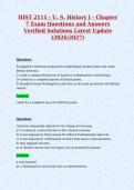 HIST 2111 - U&period; S&period; History I - Chapter&NewLine;7 Exam Questions and Answers&NewLine;Verified Solutions Latest Update&NewLine;&lpar;2026&sol;2027&rpar;