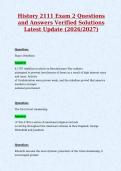 History 2111 Exam 2 Questions&NewLine;and Answers Verified Solutions&NewLine;Latest Update &lpar;2026&sol;2027&rpar;