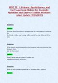 HIST 2111&colon; Colonial&comma; Revolutionary&comma; and&NewLine;Early American History Key Concepts&NewLine;Questions and Answers Verified Solutions&NewLine;Latest Update &lpar;2026&sol;2027&rpar;