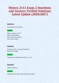 History 2111 Exam 2 Questions&NewLine;and Answers Verified Solutions&NewLine;Latest Update &lpar;2026&sol;2027&rpar;
