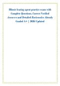 Illinois leasing agent practice exam with &NewLine;Complete Questions&comma; Correct Verified &NewLine;Answers and Detailed Rationales Already &NewLine;Graded A&plus; &vert; 2026 Updated 