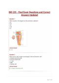 BIO 235 - Final Exam Questions and Correct Answers Updated&NewLine;