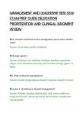 MANAGEMENT AND LEADERSHIP HESI 2026&NewLine;EXAM PREP GUIDE DELEGATION&NewLine;PRIORITIZATION AND CLINICAL JUDGMENT&NewLine;REVIEW