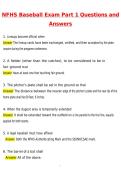 NFHS Baseball Exam Part 1 Newest 2026 Actual Questions and Correct Answers &lpar;Latest 2026 &sol; 2027 Update&rpar; Graded A&plus; 100&percnt; Guarantee Verified by Experts
