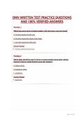DMV WRITTEN TEST PRACTICE QUESTIONS AND 100&percnt; VERIFIED ANSWERS