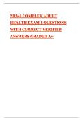 NR341 COMPLEX ADULT HEALTH EXAM 1 QUESTIONS WITH CORRECT VERIFIED ANSWERS GRADED A&plus;