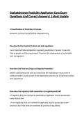 Saskatchewan Pesticide Applicator Core Exam Questions And Correct Answers&vert; Latest Update