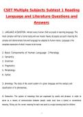 CSET Multiple Subjects Subtest 1 Reading Language and Literature Actual 2026 Newest Updated Questions and Correct Answers &lpar;Latest 2026 &sol; 2027 Update&rpar; &lpar;Verified Answers by Expert&rpar;