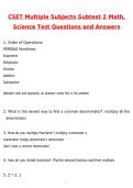 CSET Multiple Subjects Subtest 2 Math&comma; Science Exam Actual 2026 Newest Updated Questions and Correct Answers &lpar;Latest 2026 &sol; 2027 Update&rpar; &lpar;Verified Answers by Expert&rpar;