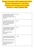 Dosage Calculation RN Fundamentals Online&NewLine;Practice Assessment 3&period;2 Test Exam&NewLine;Questions and Answers with Verified&NewLine;Solutions &vert; Latest Updated 2026