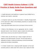 CSET Health Science Subtest I &lpar;178&rpar; Practice & Study Guide Exam Actual 2026 Newest Updated Questions and Correct Answers &lpar;Latest 2026 &sol; 2027 Update&rpar; &lpar;Verified Answers by Expert&rpar;