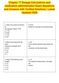 Chapter 17 Dosage Calculations and&NewLine;medication administration Exam Questions&NewLine;and Answers with Verified Solutions &vert; Latest&NewLine;Updated 2026