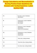 Dosage Calculations and Reconstitution in&NewLine;Nursing Practice Exam Questions and&NewLine;Answers with Verified Solutions &vert; Latest&NewLine;Updated 2026