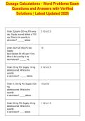 Dosage Calculations - Word Problems Exam&NewLine;Questions and Answers with Verified&NewLine;Solutions &vert; Latest Updated 2026