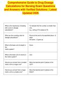 Comprehensive Guide to Drug Dosage&NewLine;Calculations for Nursing Exam Questions&NewLine;and Answers with Verified Solutions &vert; Latest&NewLine;Updated 2026