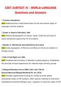 CSET Subtest IV World Language Exam Newest 2026 Actual Questions and Correct Answers &lpar;Latest 2026 &sol; 2027 Update&rpar; Graded A&plus; 100&percnt; Guarantee Verified by Experts