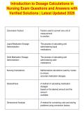 Introduction to Dosage Calculations in&NewLine;Nursing Exam Questions and Answers with&NewLine;Verified Solutions &vert; Latest Updated 2026