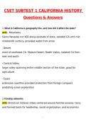 CSET Subtest 1 California History Exam Newest 2026 Actual Questions and Correct Answers &lpar;Latest 2026 &sol; 2027 Update&rpar; Graded A&plus; 100&percnt; Guarantee Verified by Experts