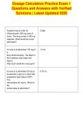 Dosage Calculation Practice Exam 1&NewLine;Questions and Answers with Verified&NewLine;Solutions &vert; Latest Updated 2026