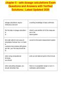 chapter 6 - safe dosage calculations Exam&NewLine;Questions and Answers with Verified&NewLine;Solutions &vert; Latest Updated 2026