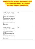 Pharmacology Dosage Calculations Exam&NewLine;Questions and Answers with Verified&NewLine;Solutions &vert; Latest Updated 2026