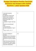 Dosage Calculations Practice Test Exam&NewLine;Questions and Answers with Verified&NewLine;Solutions &vert; Latest Updated 2026