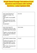 Weight Based Dosage Calculations Exam&NewLine;Questions and Answers with Verified&NewLine;Solutions &vert; Latest Updated 2026
