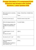 Dosage Calculation &lpar;71&rpar;-compressed Exam&NewLine;Questions and Answers with Verified&NewLine;Solutions &vert; Latest Updated 2026