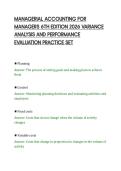 MANAGERIAL ACCOUNTING FOR&NewLine;MANAGERS 6TH EDITION 2026 VARIANCE&NewLine;ANALYSIS AND PERFORMANCE&NewLine;EVALUATION PRACTICE SET
