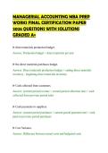 MANAGERIAL ACCOUNTING MBA PREP&NewLine;WORKS FINAL CERTIFICATION PAPER&NewLine;2026 QUESTIONS WITH SOLUTIONS&NewLine;GRADED A&plus;