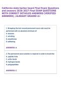 California state barber board Final Exam Questions &NewLine;and answers 2026-2027 Final EXAM QUESTIONS &NewLine;WITH CORRECT DETAILED ANSWERS &lpar;VERIFIED &NewLine;ANSWERS&rpar; &sol;ALREADY GRADED A&plus;