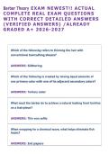 Barber Theory EXAM NEWEST&excl;&excl; ACTUAL &NewLine;COMPLETE REAL EXAM QUESTIONS &NewLine;WITH CORRECT DETAILED ANSWERS &NewLine;&lpar;VERIFIED ANSWERS&rpar; &sol;ALREADY &NewLine;GRADED A&plus; 2026-2027Barber Theory EXAM NEWEST&excl;&excl; ACTUAL &NewLine;COMPLETE REAL EXAM QUESTIONS &NewLine;WITH CORRECT DETAILED ANSWERS &NewLine;&lpar;VERIF