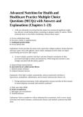 Advanced Nutrition for Health and Healthcare Practice Multiple Choice Questions &lpar;MCQs&rpar; with Answers and Explanations &lpar;Chapters 1&ndash;23&rpar;